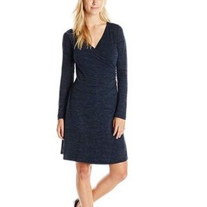 Prana Nadia Faux Wrap Long Sleeve Heathered Dress Gray Size medium